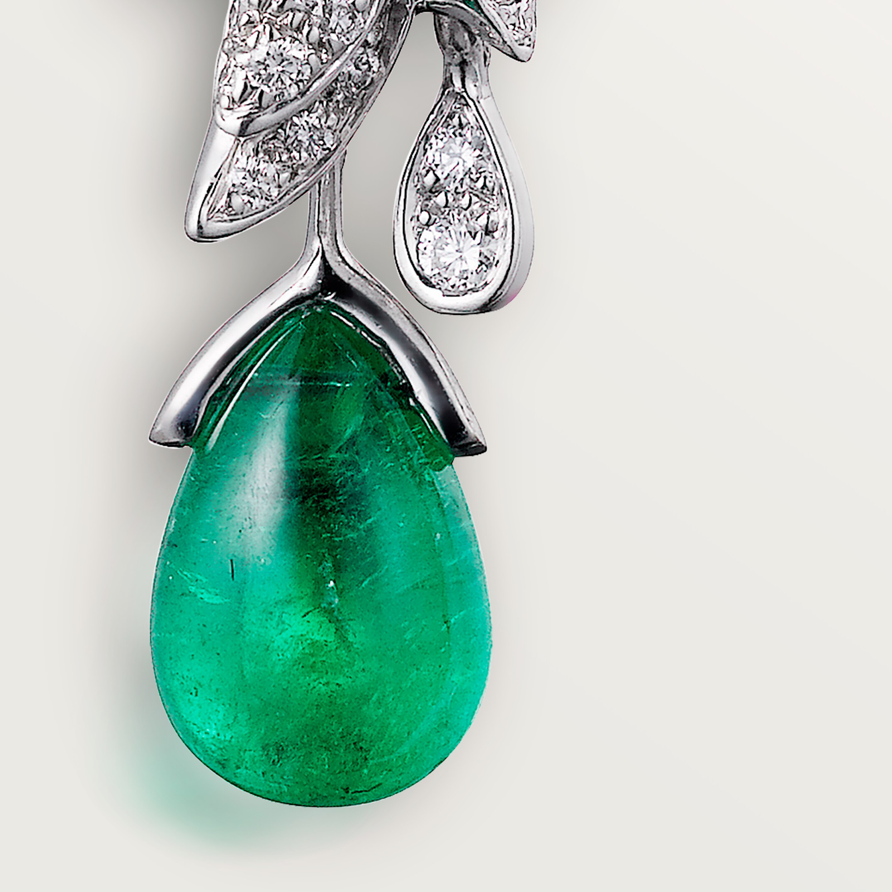 Faune et Flore de Cartier earrings, emerald drops, paved