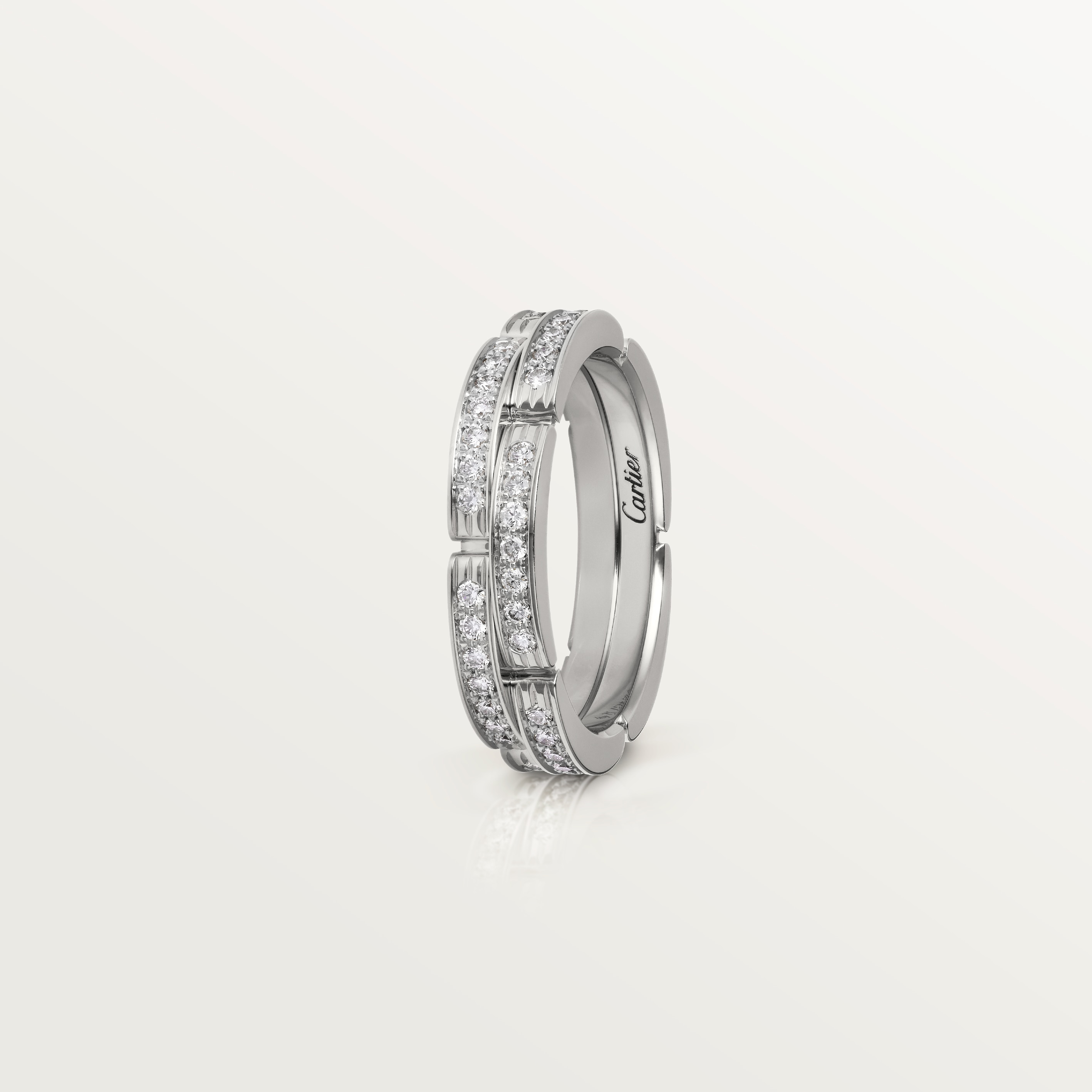 Maillon Panth&egrave;re wedding band, double row, half-paved
