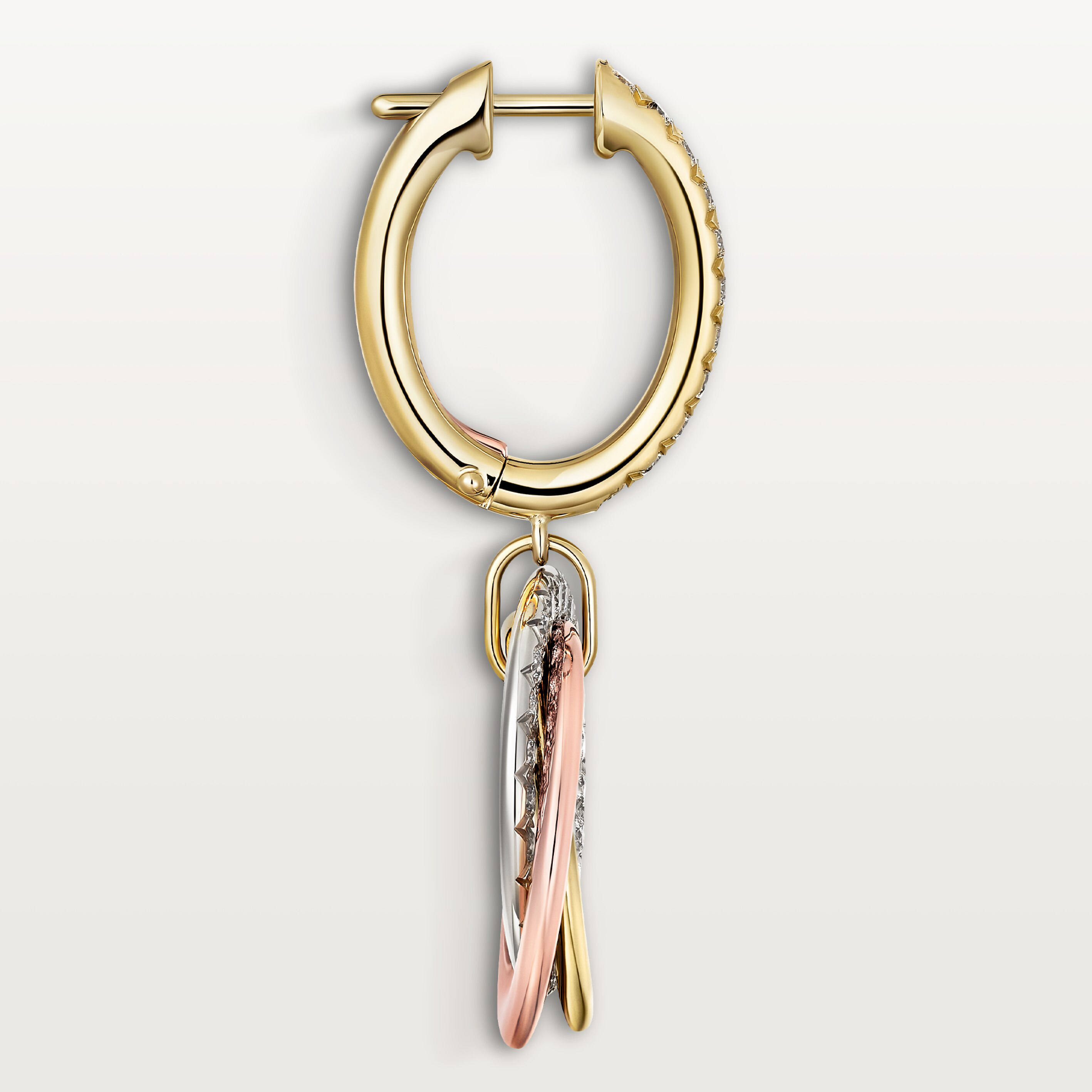 Trinity earrings, half-paved