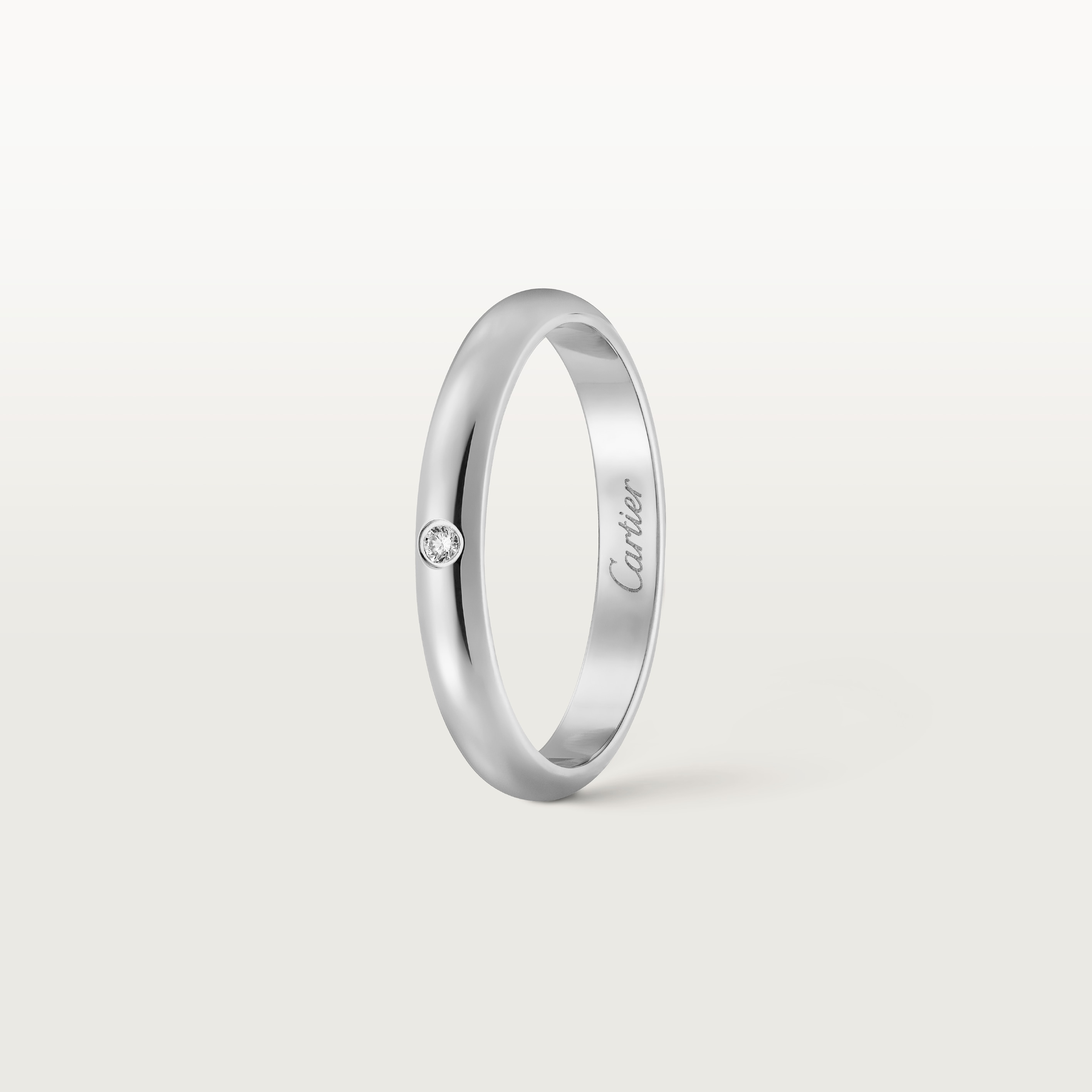 1895 wedding band, 2.6 mm width, 1 diamond