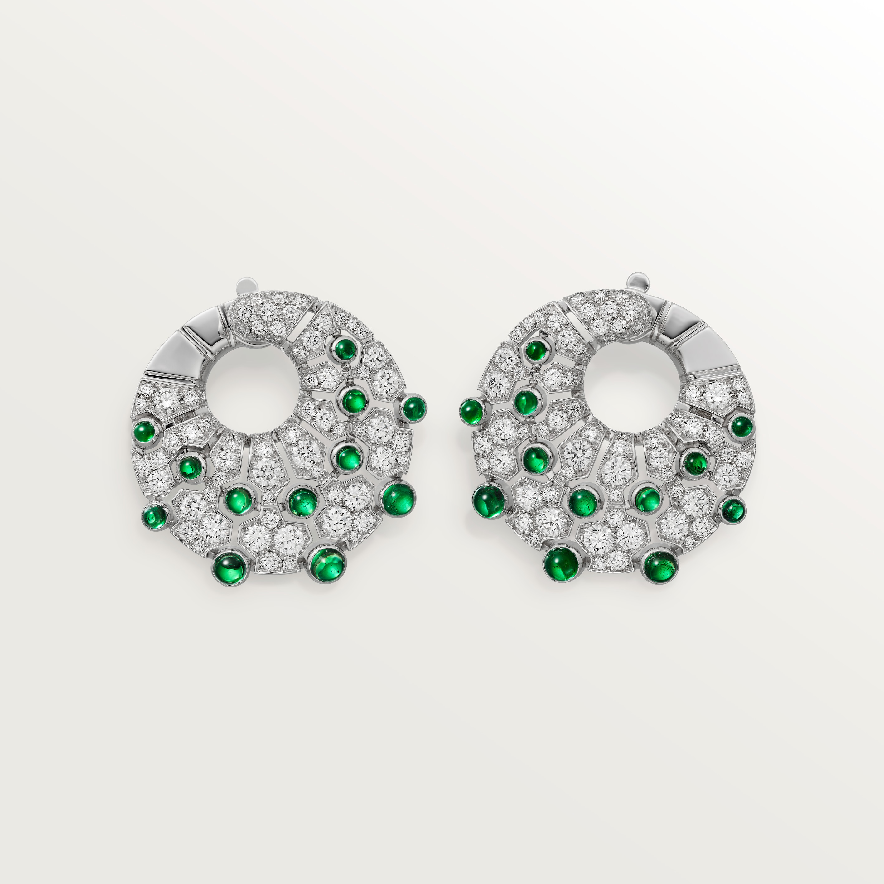 Le Voyage Recommenc&eacute; hoop earrings, emerald, paved