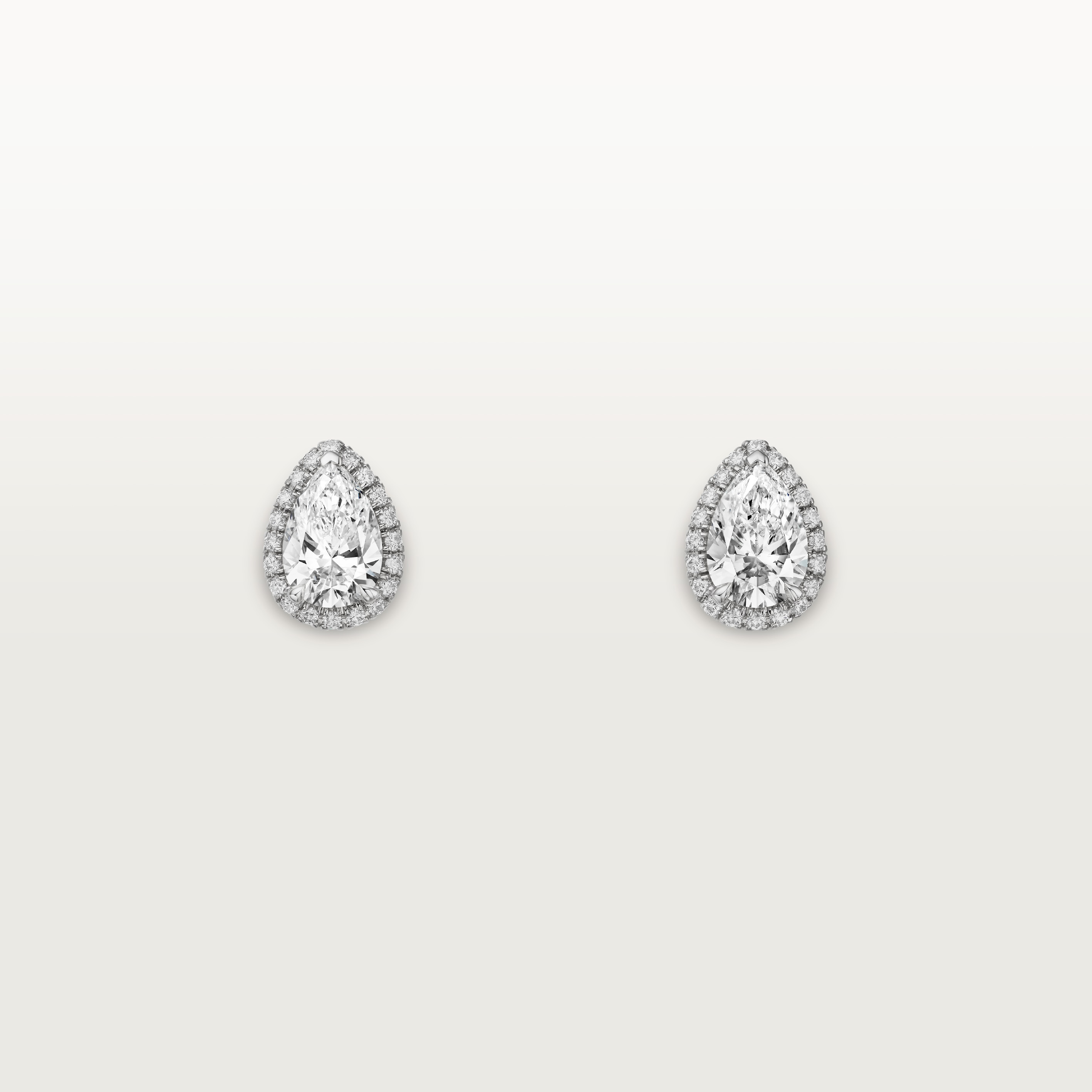 Cartier Destin&eacute;e stud earrings, 2 pear-shaped diamonds, paved