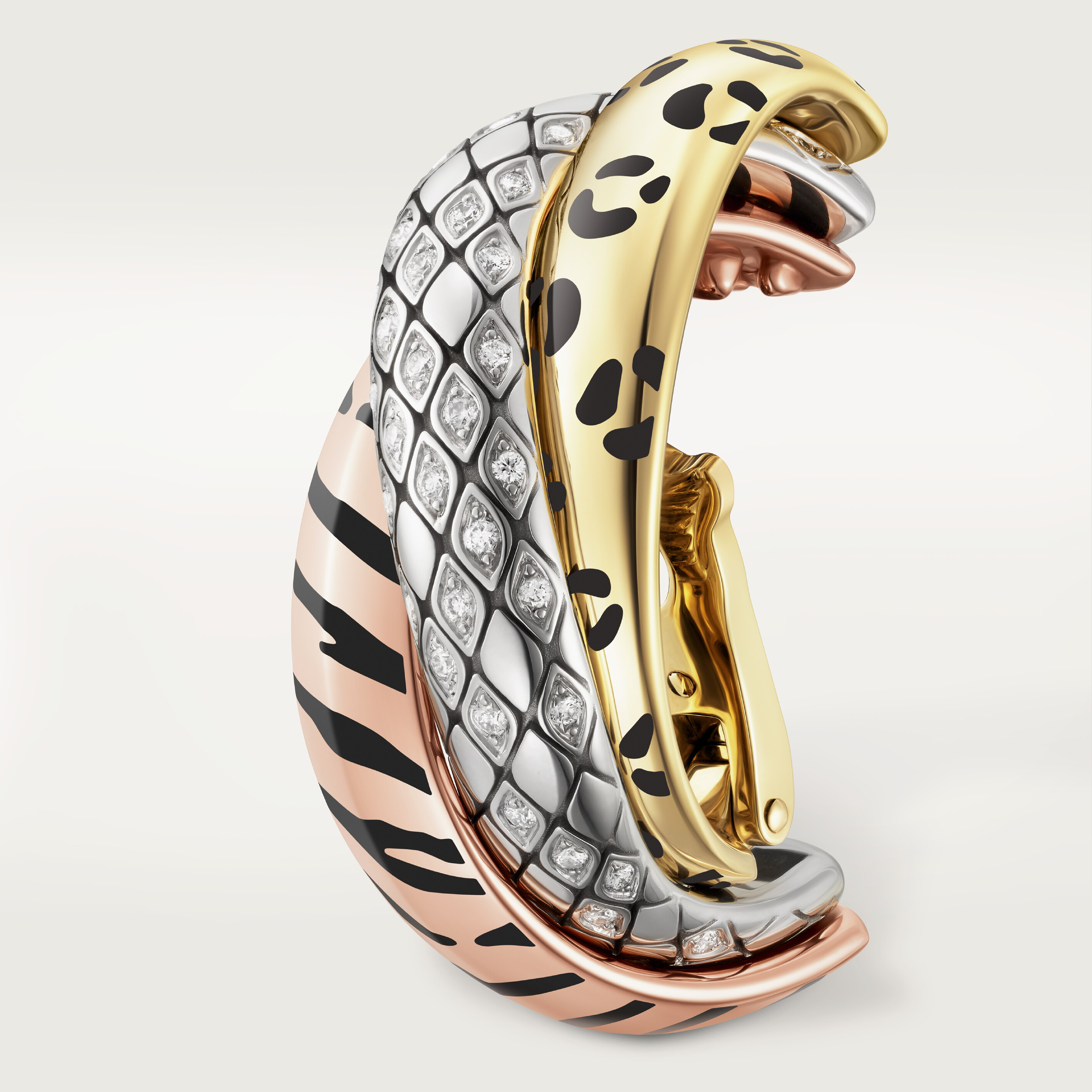 Trinity single earring, lacquer, half-paved, image 5