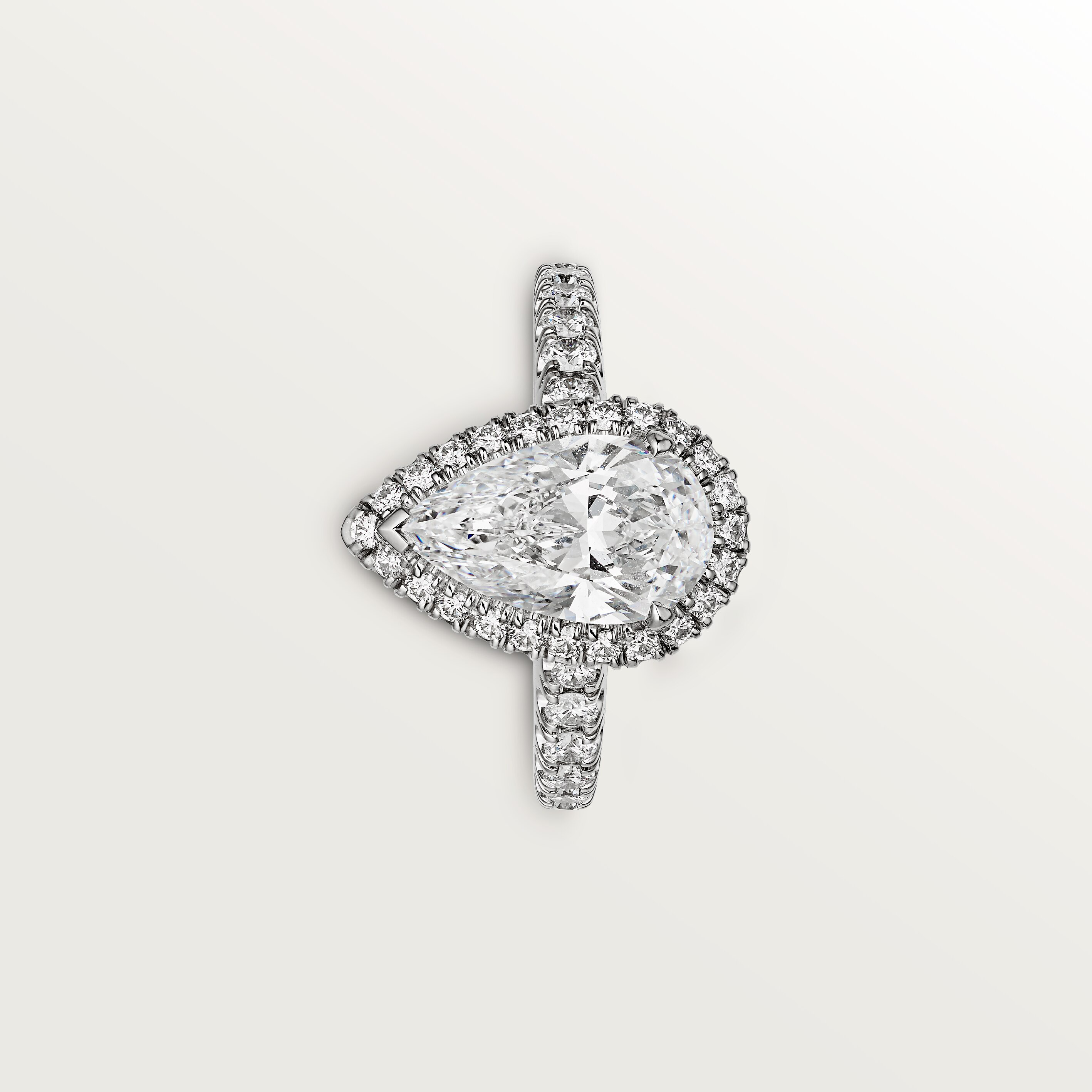 Cartier Destin&eacute;e solitaire, pear-shaped diamond, paved 