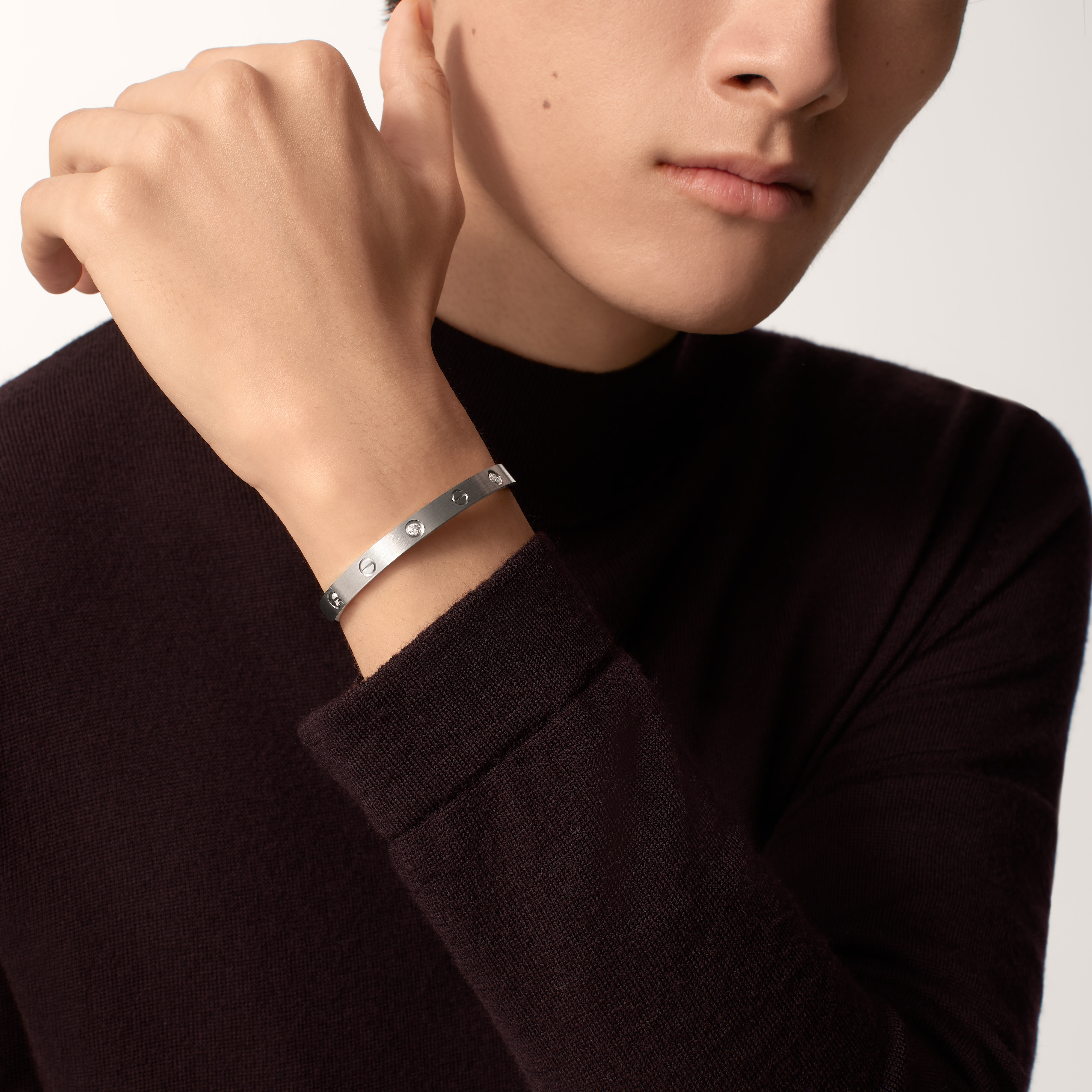 #LOVE# bracelet, classic model, brushed, 4 diamonds, image 4