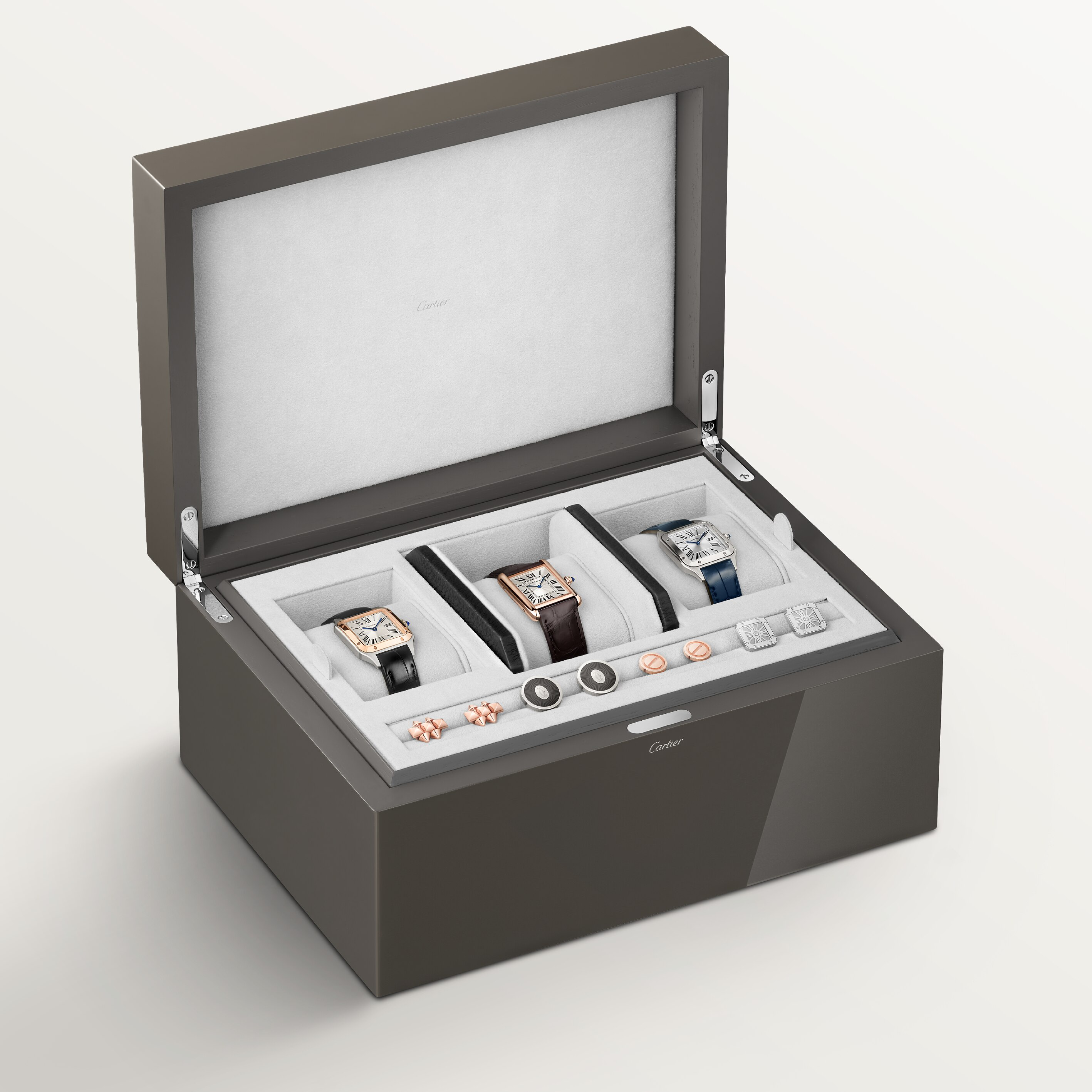 Santos de Cartier three watch and cufflink box, image 6