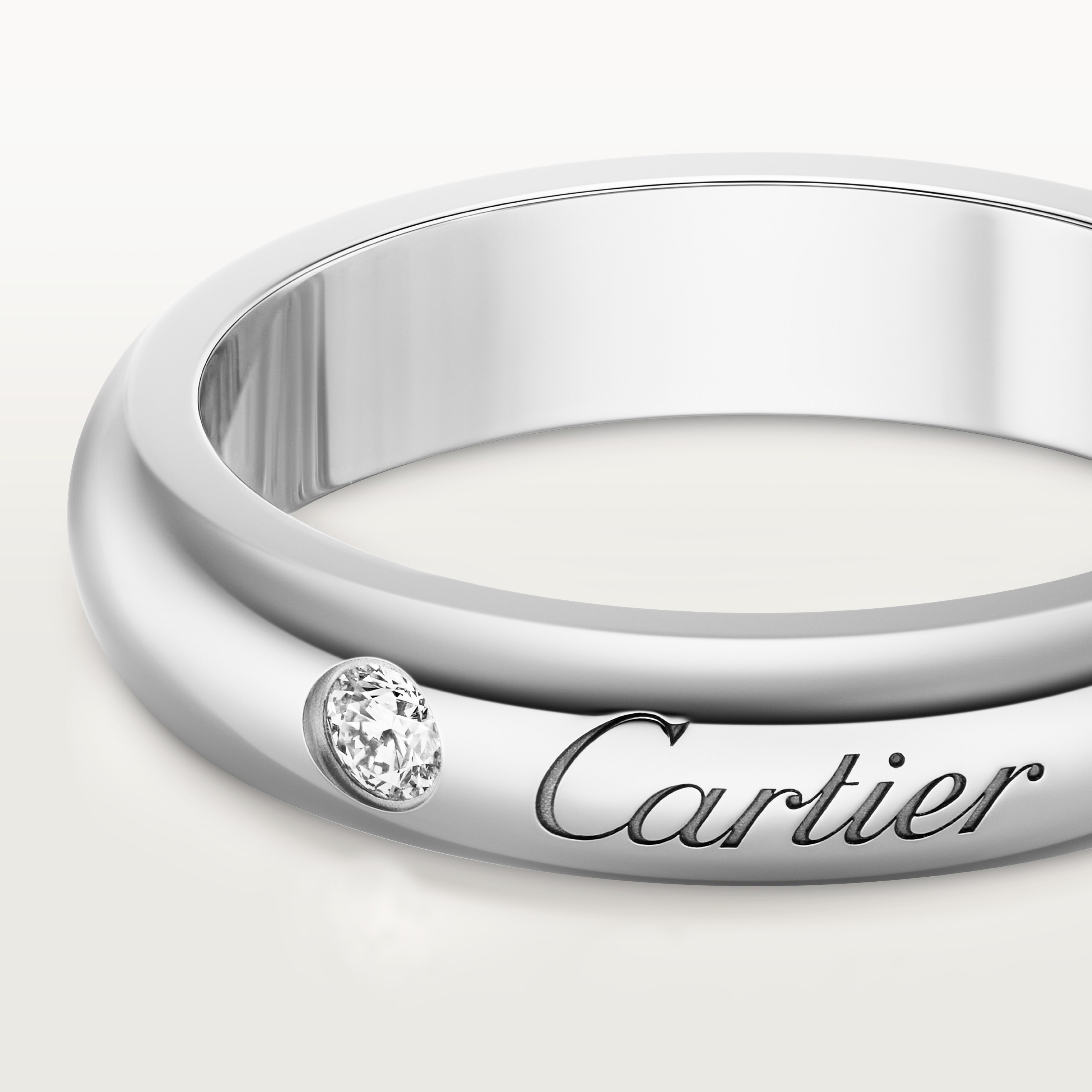 C de Cartier wedding band, 4 mm width, 1 diamond, image 7